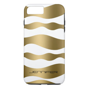 Monogramierte Gold Zebra Streifen weißer Hintergru Case-Mate iPhone Hülle
