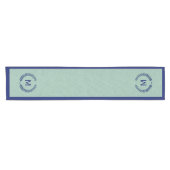 Monogramierte Mint-Green Imitate Linen & Blue Kran Kurzer Tischläufer (Horizontal)