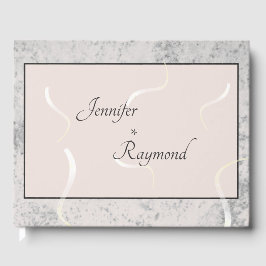 Monogramierte Peach & Gray Marble Gästebuch