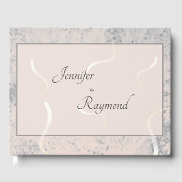 Monogramierte Peach & Gray Marble Gästebuch