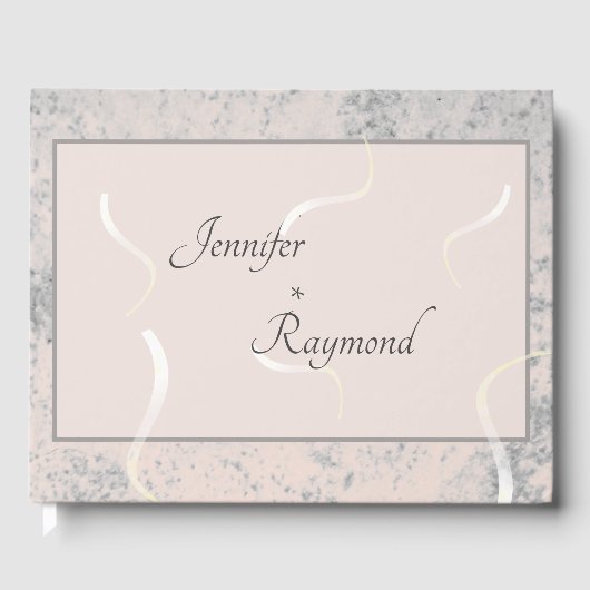 Monogramierte Peach & Gray Marble Gästebuch (Vorderseite)