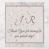 Monogramierte Peach & Gray Marble Weinetikett (Einzelnes Label)