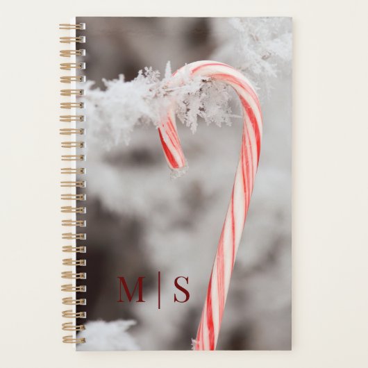 Monogramierte Snowflake Covered Candy Cane Planer (Vorderseite)