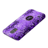 Monogramierter Lila Disco-Ball-Glitzer Case-Mate Samsung Galaxy Hülle (unten)