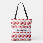 Monogramierter Name des roten Apple-Musters Tasche (Rückseite)