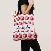 Monogramierter Name des roten Apple-Musters Tasche (Von Nahem)