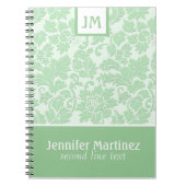 Monogramierter pastellgrüner monochromatischer Dam Notizblock (Vorderseite)