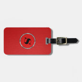 Monogramierter Red Leather Look Gepäckanhänger (Vorderseite horizontal)