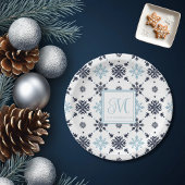 Monogramierter Schneeflocken Pappteller