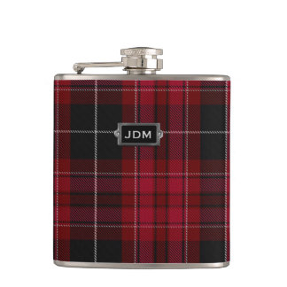 Monogramierter Stolz von Wales Tartan Kariert Flas Flachmann