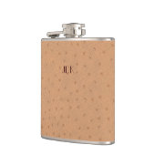 Monogramierter Tan Ostrich Leather Look Flask Flachmann (Links)