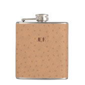Monogramierter Tan Ostrich Leather Look Flask Flachmann (Vorderseite)