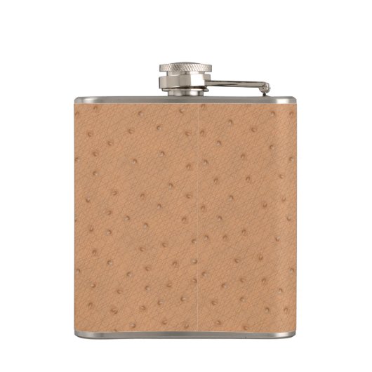 Monogramierter Tan Ostrich Leather Look Flask Flachmann (Rückseite)