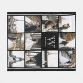 Monogramm 11 Quadrat Foto Rand Schwarz Fleecedecke (Vorderseite (Horizontal))