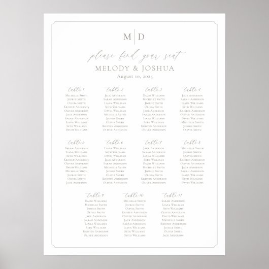 Monogramm 11 Tables Sitzdiagrammrahmen Poster (Vorne)