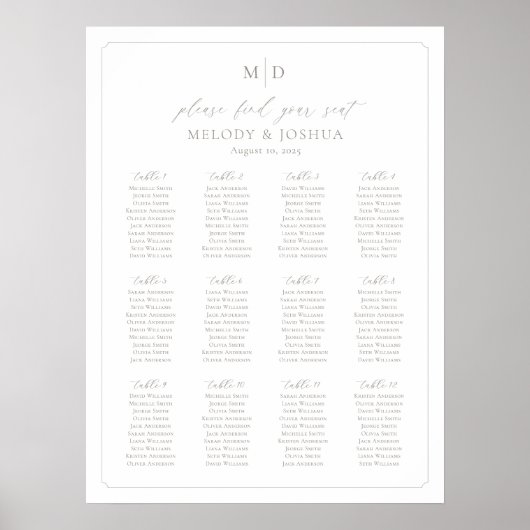 Monogramm 12 Tabellen - Seekartengrenzen Poster (Vorne)