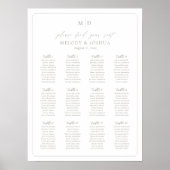 Monogramm 12 Tische Sitzplan Rahmen Poster (Vorne)