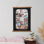 Monogramm, 14 Foto, abgerundete Ecken schwarz Wandteppich Mit Holzrahmen (Schlafzimmer)