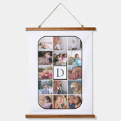 Monogramm, 14 Foto, abgerundete Ecken, weiß Wandteppich Mit Holzrahmen (Vorderseite)