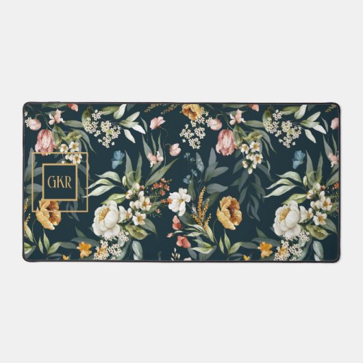 Monogramm, 1600er Stillleben Blumenmuster Schreibtischunterlage (Vorderseite)