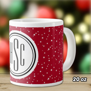 Monogramm 20oz Rot-Weiß-Sterne Jumbo-Kaffeetasse Jumbo-Tasse