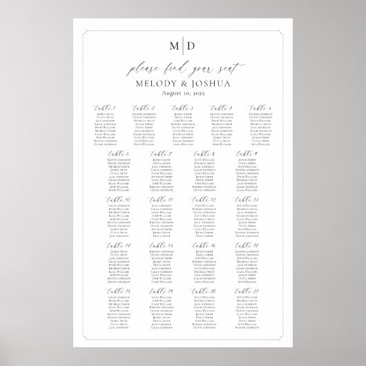 Monogramm 21 Tische für den Sitzplatz Poster (Vorne)