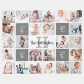 Monogramm 24 FotoCollage Custom Personalisiert Fleecedecke (Vorderseite (Horizontal))