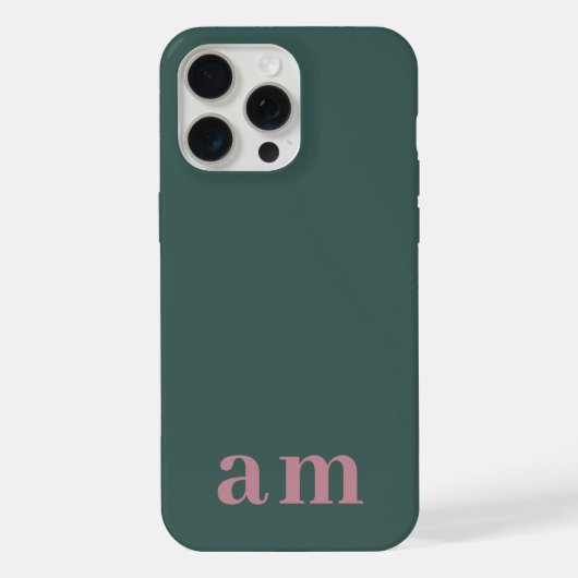 Monogramm 2 Initialen Meergrün/Purple Minimalistis iPhone Hülle (Rückseite)