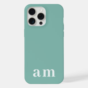 Monogramm 2 Initialen Türkisblau Minimalistisch iPhone 15 Pro Max Hülle