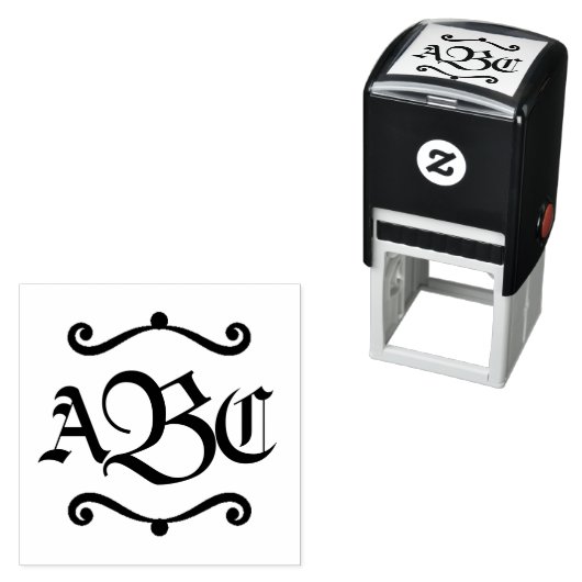 Monogramm-3-Buchstaben-Initialen Permastempel (Beispiel)