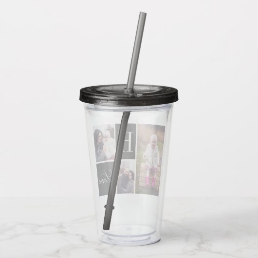 Monogramm 3 FotoCollage Acryltrinkbecher (Rückseite)