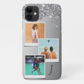 Monogramm 3 Fotoleitervorlage Silver Glitzer Tropf Case-Mate iPhone Hülle (Rückseite)