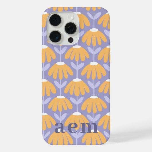 Monogramm 3 Initialen Heather Vintage Blumenmuster iPhone Hülle (Rückseite)