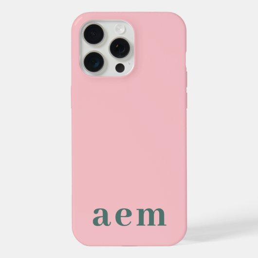 Monogramm 3 Initialen Rosa & Grün Minimalistisch iPhone Hülle (Rückseite)