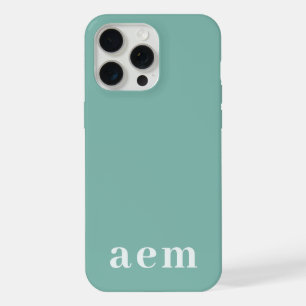 Monogramm 3 Initialen Türkisblau Minimalistisch iPhone 15 Pro Max Hülle