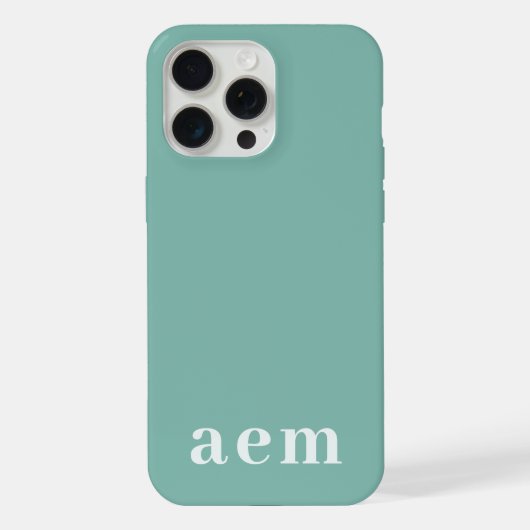 Monogramm 3 Initialen Türkisblau Minimalistisch iPhone Hülle (Rückseite)