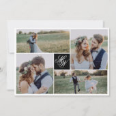 Monogramm 4 Foto Hochzeit Dankeskarte (Vorderseite)