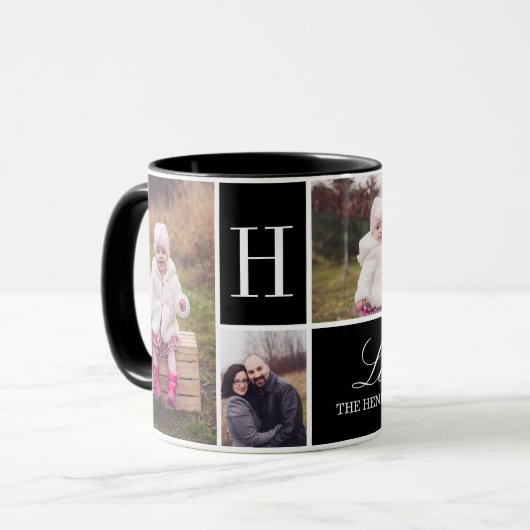 Monogramm 4 FotoCollage Tasse (Vorderseite Links)
