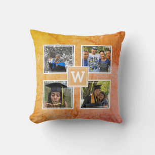 Monogramm 4 Fotovorlage Modernes Gelb Kissen