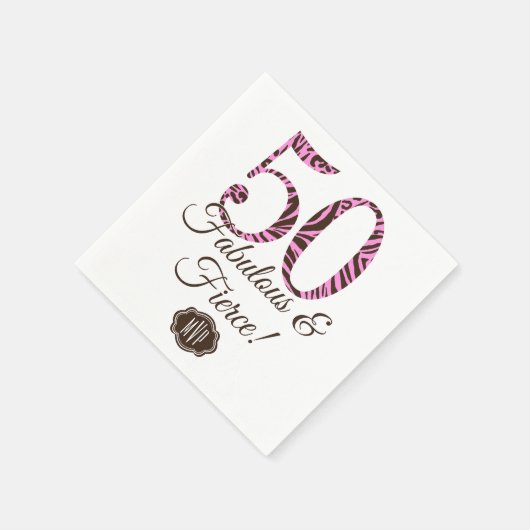 Monogramm 50. Geburtstag Fabulous & Fierce Serviette (Ecke)