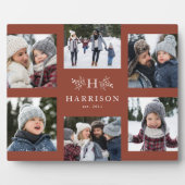 Monogramm 6 Foto Collage Familienname Terrakotta Fotoplatte (Vorderseite)