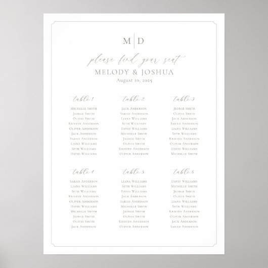 Monogramm 6 Tabellen - Seekartenrahmen Poster (Vorne)