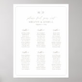 Monogramm 6 Tische Sitzplan Rahmen Poster (Vorne)