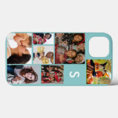 Monogramm 8 Foto Collage blau Case-Mate iPhone Hülle (Rückseite (Horizontal))