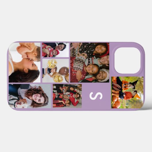 Monogramm 8 Foto Collage lila Case-Mate iPhone Hülle (Rückseite (Horizontal))