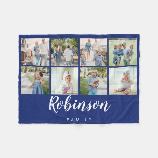 Monogramm 8-FotoCollage| Marine Fleecedecke (Vorderseite (Horizontal))