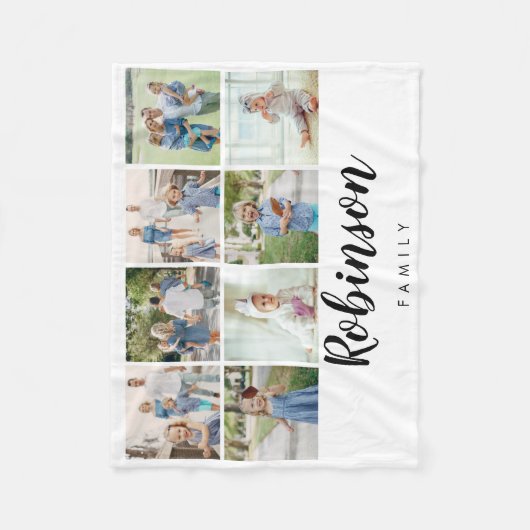 Monogramm 8-FotoCollage| weiß Fleecedecke (Vorderseite)