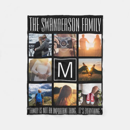 Monogramm 8-Rahmen-Angebot Fleecedecke (Vorderseite)