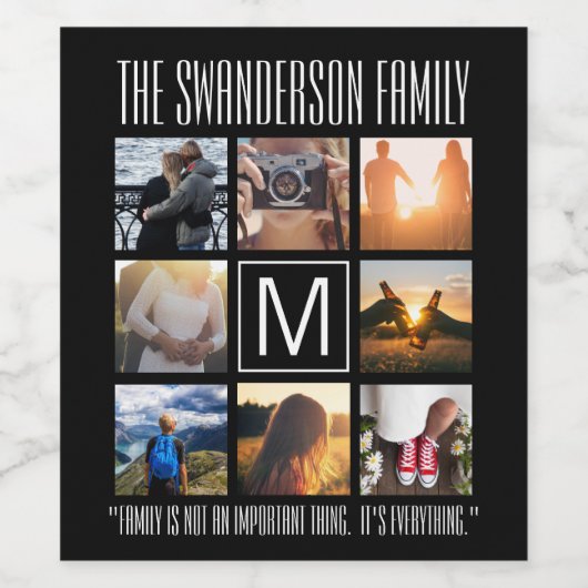 Monogramm 8-Rahmen-Angebot Weinetikett (Einzelnes Label)