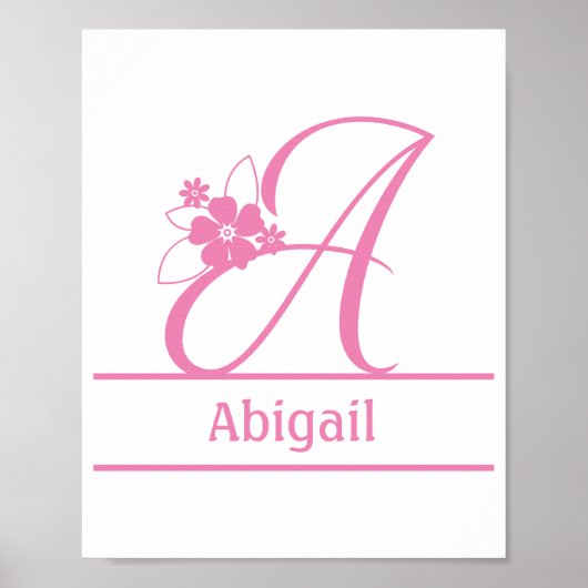 Monogramm A, Buchstabe A, Anfangsbuchstabe A, Flor Poster (Vorne)